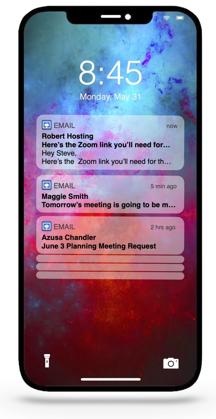 Homescreen email notifications