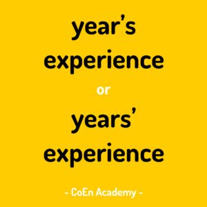 Year's Experience vs Years' Experience